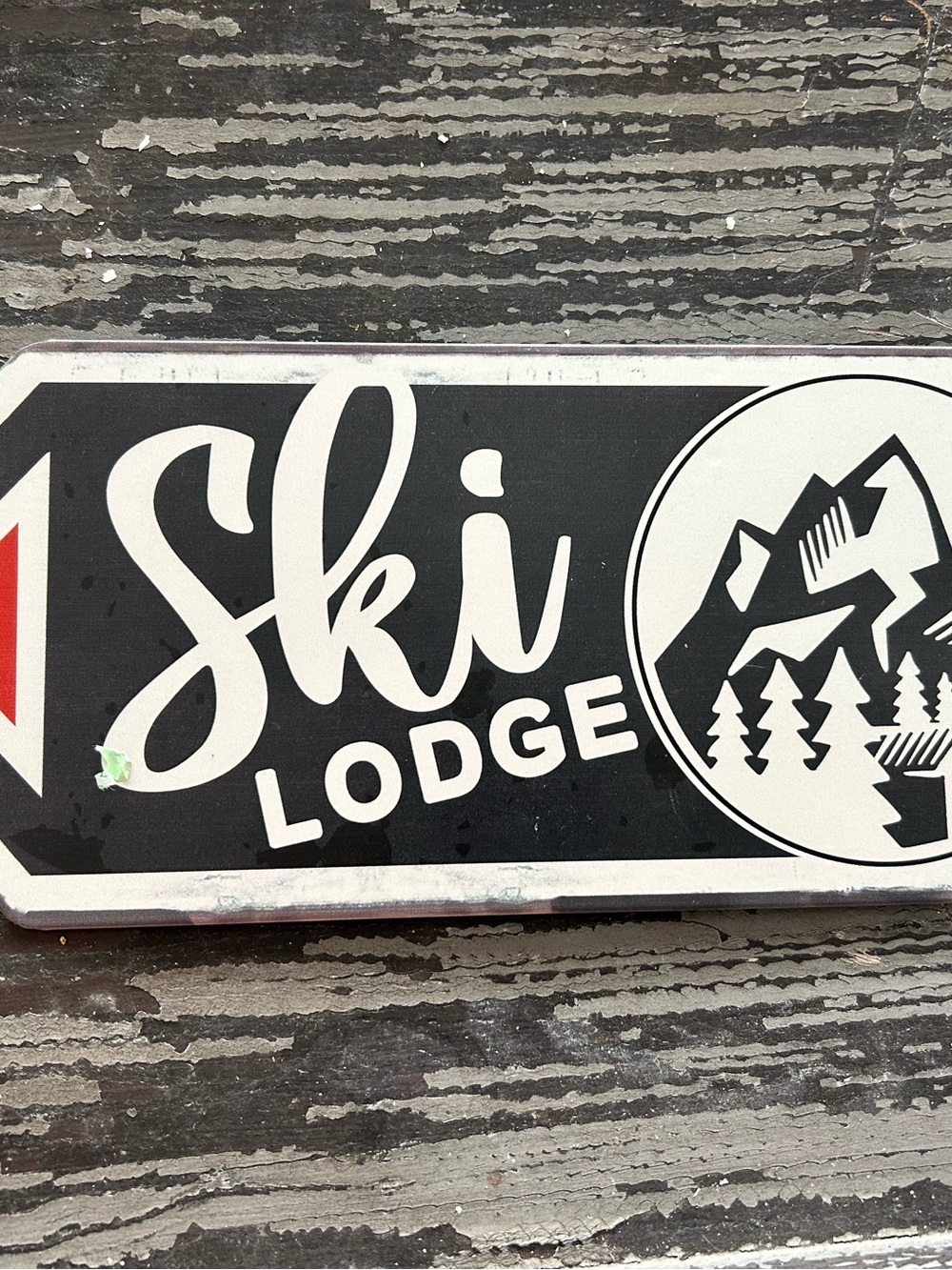 Ski Lodge Retro Metal Sign - Black & White